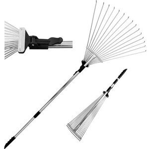 Adjustable Metal Rake - Collapsible & Telescopic - Garden, Yard, & Lawn